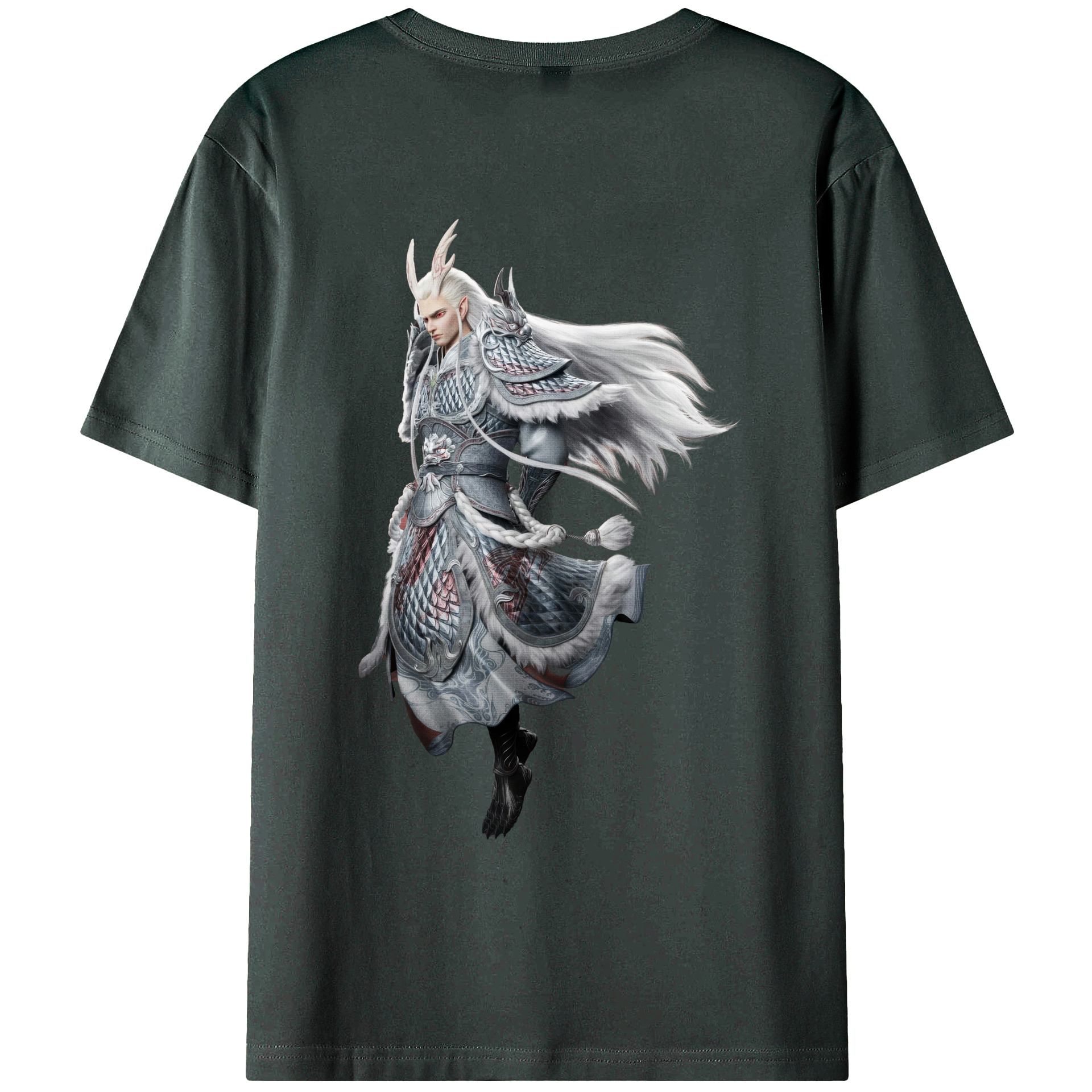 （画像用） Ne Zha 2 ナタ 魔童の大暴れ 綿100％ メンズ半袖Tシャツ（バックプリント） 通気性